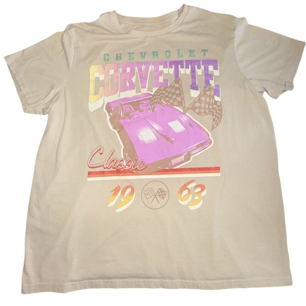 Chemistry Chevrolet Corvette Classic Oversized‎ Graphic Men's L Beige